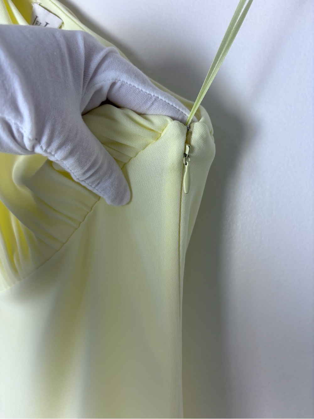 Helsa Lemon Yellow Amphora One Shoulder Ruched Draped Maxi Dress Size XS NWT - Picture 8 of 12